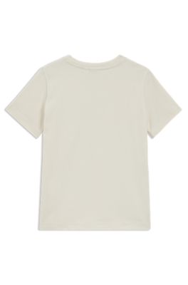 T-shirt per bambini slim fit in cotone con logo stampato, Beige chiaro