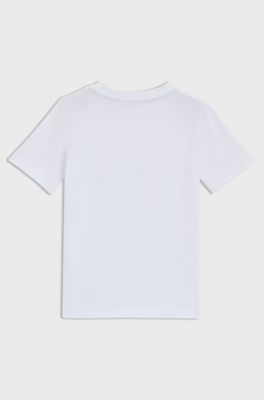 Slim fit t-shirt f&ouml;r barn, i bomull med tryck i v&aring;ra f&auml;rger, Vit