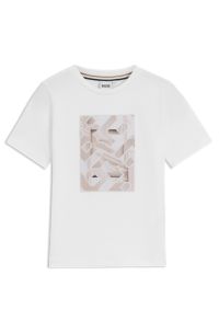 Kids-T-Shirt aus Baumwolle mit Monogramm-Artwork, Weiß