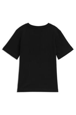 Kids' T-shirt in cotton with gradient-effect triple logos, Black
