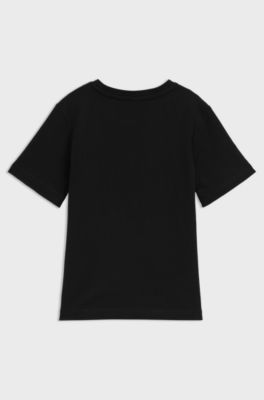 Camiseta de algod&oacute;n para ni&ntilde;os con logos con efecto degradado, Negro