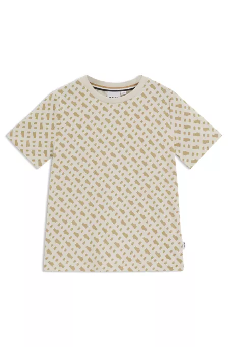 Camiseta de algodón slim fit para niños con monograma estampado