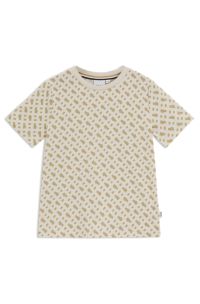 T-shirt Slim en coton avec monogramme imprimé pour enfant, Beige clair