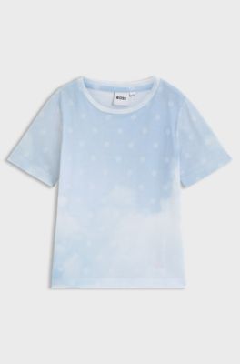 Kids' T-shirt with Double B monograms and cloud print, Light Blue