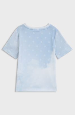 Kids' T-shirt with Double B monograms and cloud print, Light Blue
