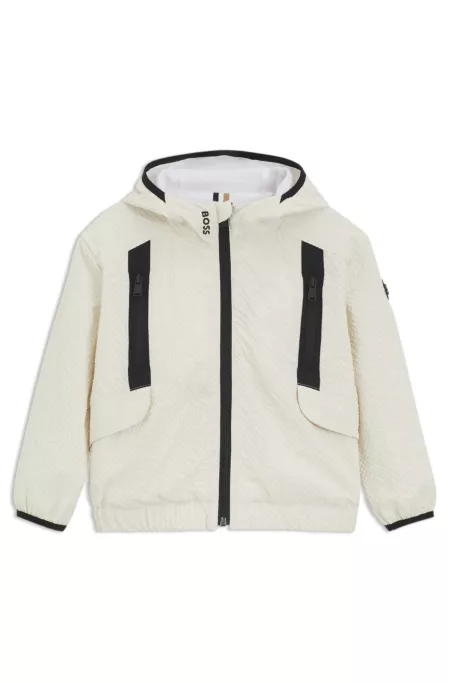 Veste coupe-vent à capuche en seersucker pour enfant