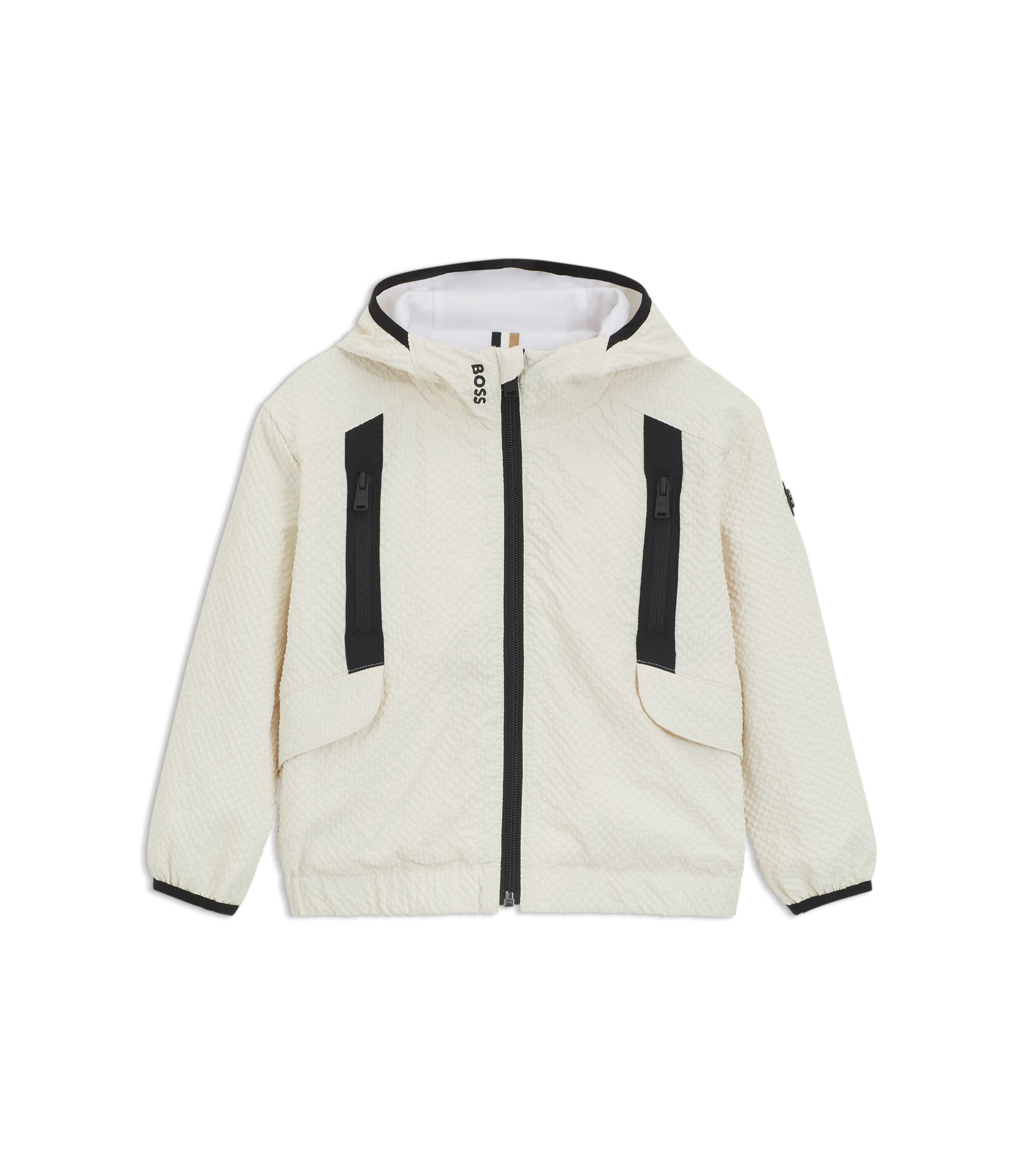 BOSS - キッズ フーデッド ウィンドブレーカー シアサッカー