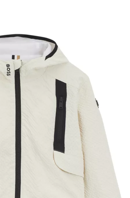 Veste coupe-vent à capuche en seersucker pour enfant