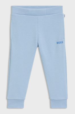 Kids' cotton-blend tracksuit bottoms with logo print, Light Blue