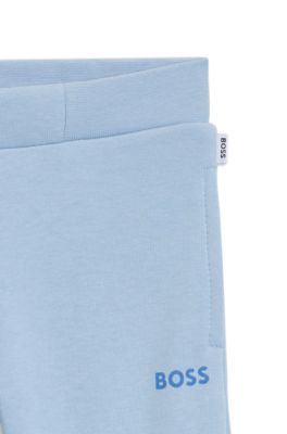 Kids' cotton-blend tracksuit bottoms with logo print, Light Blue