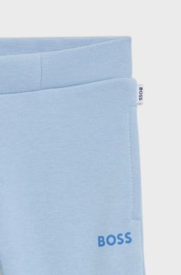 Kids' cotton-blend tracksuit bottoms with logo print, Light Blue