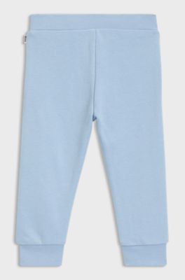 Kids' cotton-blend tracksuit bottoms with logo print, Light Blue