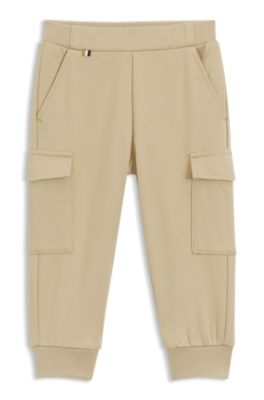 Kids' cargo trousers in stretch piqu&eacute;, Beige