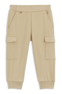 Kids' cargo trousers in stretch piqué, Beige