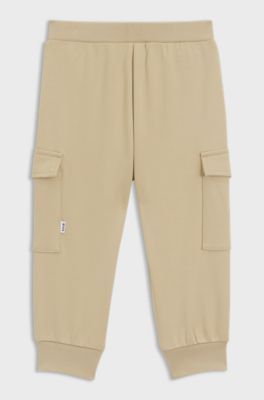 Kids' cargo trousers in stretch piqu&eacute;, Beige
