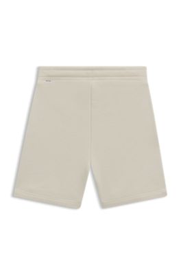 Kids' shorts in cotton-blend fleece with logo print, Light Beige