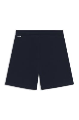 Kids' shorts in cotton-blend fleece with logo print, Dark Blue