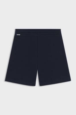 Kids' shorts in cotton-blend fleece with logo print, Dark Blue