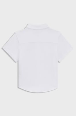Kids' regular-fit shirt in cotton with embroidered logo, White