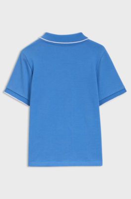 Polo en piqu&eacute; de coton &agrave; logo imprim&eacute; pour enfant, Bleu