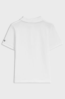 Kids' polo shirt in stretch cotton with signature stripes, White