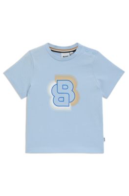 Kids' cotton T-shirt with Double B monogram, Light Blue