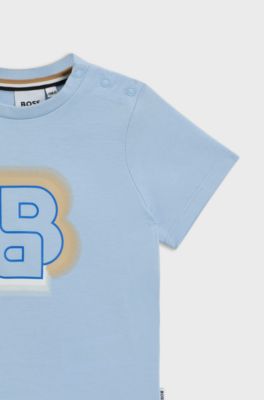 Kids' cotton T-shirt with Double B monogram, Light Blue