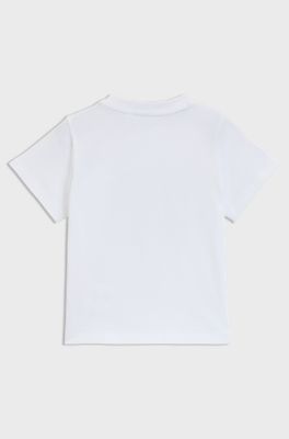 T-shirt per bambini in cotone con logo triplo effetto sfumato, Bianco
