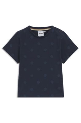 BOSS ボス リネン ダークブルー Tシャツ BOSS - キッズ コットン Tシャツ オールオーバーDouble B