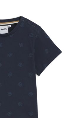 T-shirt per bambini in cotone con monogramma Double B all-over, Blu scuro