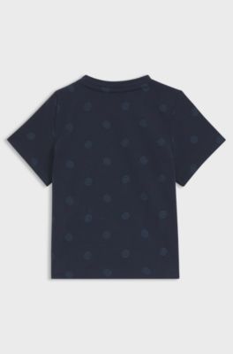 T-shirt per bambini in cotone con monogramma Double B all-over, Blu scuro