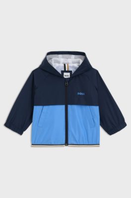 キッズ カラーブロック ウィンドブレーカー ロゴプリント, ブルー