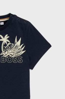 Kids' shorts and T-shirt set with creative artwork, Light Beige