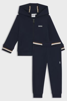 Ch&aacute;ndal de algod&oacute;n para ni&ntilde;os con detalle de la marca en contraste, Azul oscuro