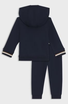 Kids' cotton-blend tracksuit with contrast branding, Dark Blue