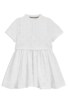 Vestito da bambina due in uno con monogrammi Double B, Bianco