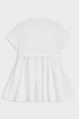 Vestido dos en uno para ni&ntilde;as con monogramas Double&nbsp;B, Blanco