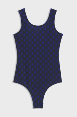 Ba&ntilde;ador para ni&ntilde;as con estampado de monogramas y espalda escotada, Azul oscuro
