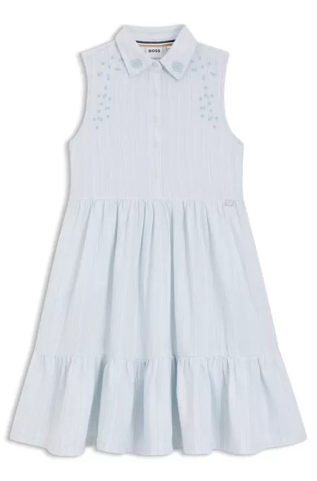 Robe sans manches en coton mélangé à broderie anglaise pour enfant