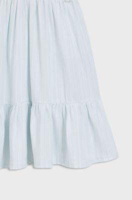 Robe sans manches en coton m&eacute;lang&eacute; &agrave; broderie anglaise pour enfant, bleu clair