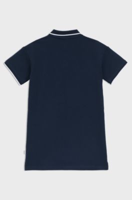 Robe polo en piqu&eacute; de coton stretch pour enfant, Bleu fonc&eacute;