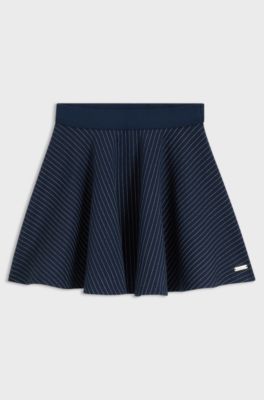 Kids' skater skirt with printed stripes, Dark Blue