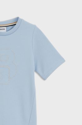 Sweaterkjole til b&oslash;rn med broderet dobbelt B-monogram, Lysebl&aring;