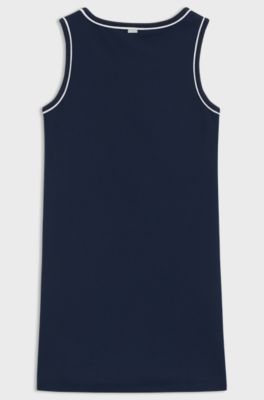 Vestito senza maniche da bambina con monogramma Double B, Blu scuro