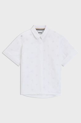 Kids' short-sleeved shirt with Double B monograms, White