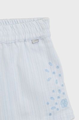 Kids' cotton-blend shorts with broderie anglaise, White