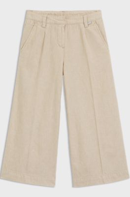 Kids' trousers in linen and cotton, Beige