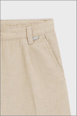 Barnbyxor i linne och bomull, Beige