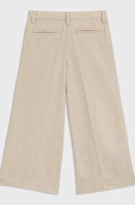Kids' trousers in linen and cotton, Beige