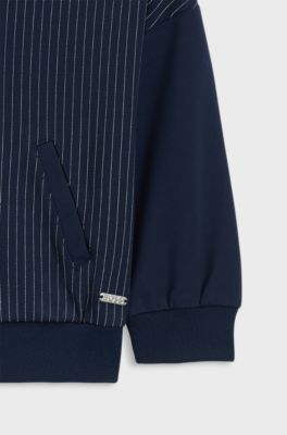 Kids' cardigan in striped stretch fabric, Dark Blue